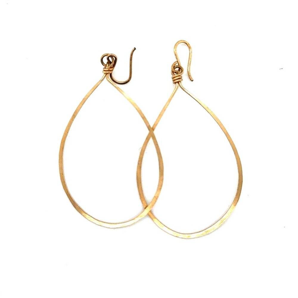 Teardrop Shaped Gold Dangle Earrings‎